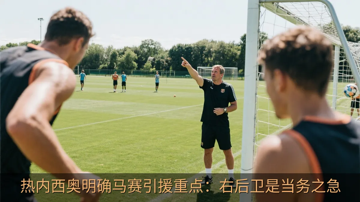 足球教练在训练场边观察球队训练